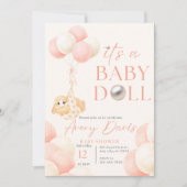 Kaninchen in einer cremefarbenen Babydusche Einladung (Vorderseite)