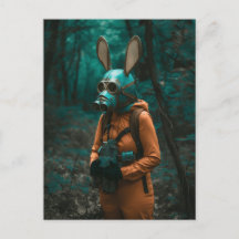 Kaninchen in einer Gasmaske