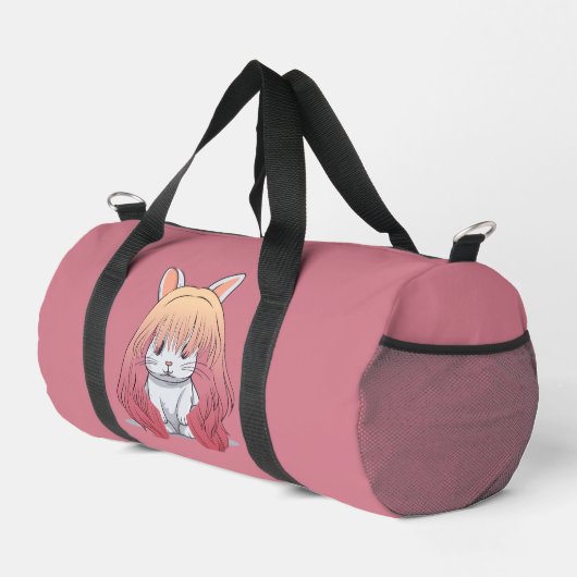 Kaninchen in einer Perücke Klein Duffle Bag (Rechte Ecke)
