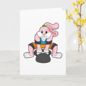 Kaninchen in Fitness mit Dumbell.PNG Karte (Gelbe Blume)