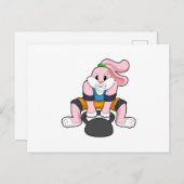 Kaninchen in Fitness mit Dumbell.PNG Postkarte (Vorne/Hinten)
