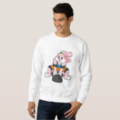 Kaninchen in Fitness mit Dumbell.PNG Sweatshirt (Vorne ganz)