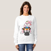 Kaninchen in Fitness mit Dumbell.PNG Sweatshirt (Vorne ganz)