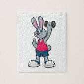 Kaninchen in Fitness mit Dumbell Puzzle (Vertikal)