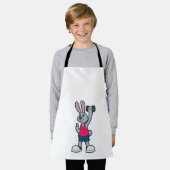 Kaninchen in Fitness mit Dumbell Schürze (Getragen)