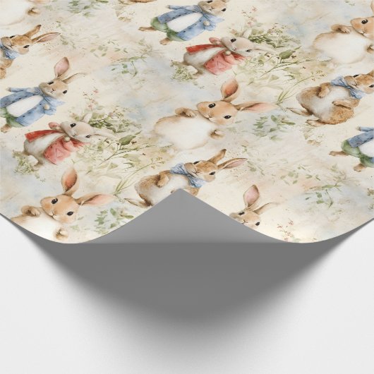 Kaninchen in Jacken Geschenkpapier (Ecke)