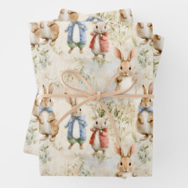 Kaninchen in Jacken Geschenkpapier Set