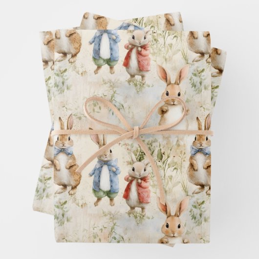 Kaninchen in Jacken Geschenkpapier Set (Beispiel)