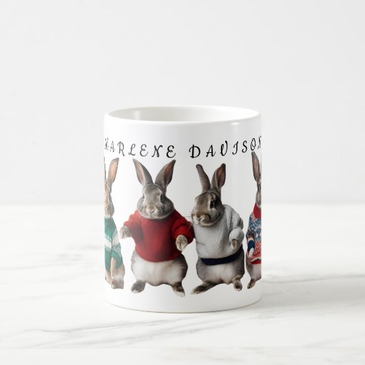 Kaninchen in Jumpers niedlicher Hasen-Strickliebha Kaffeetasse (Mittel)