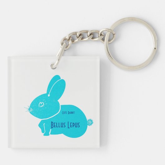 Kaninchen in lateinischer Sprache Schlüsselanhänger (Rückseite)