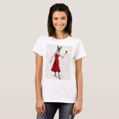 Kaninchen in Rotem Kleid 2 T-Shirt (Vorne ganz)