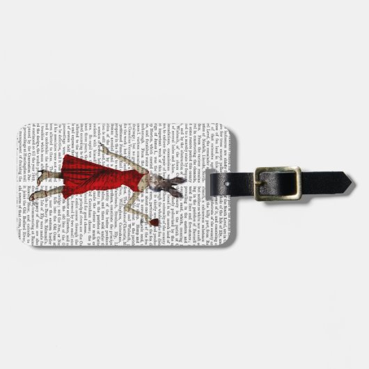 Kaninchen in rotem Kleid Gepäckanhänger (Vorderseite horizontal)