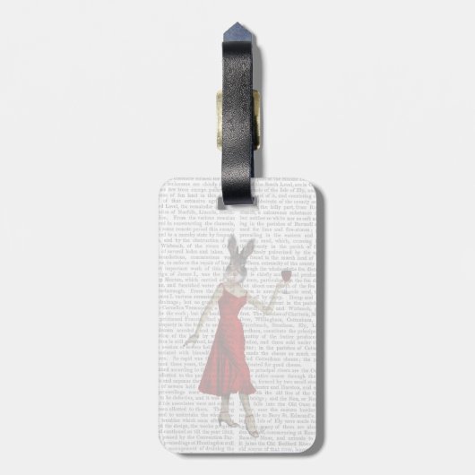 Kaninchen in rotem Kleid Gepäckanhänger (Rückseite vertikal)