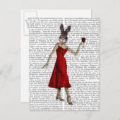 Kaninchen in rotem Kleid Postkarte (Vorne/Hinten)