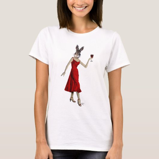 Kaninchen in rotem Kleid T-Shirt (Vorderseite)