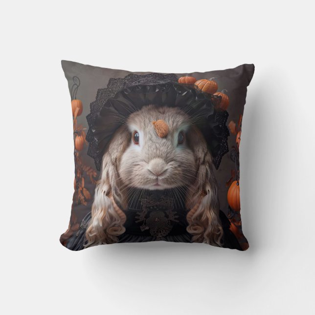 Kaninchen in schwarz-mittelalterlichen Kostümen Kissen (Vorderseite)