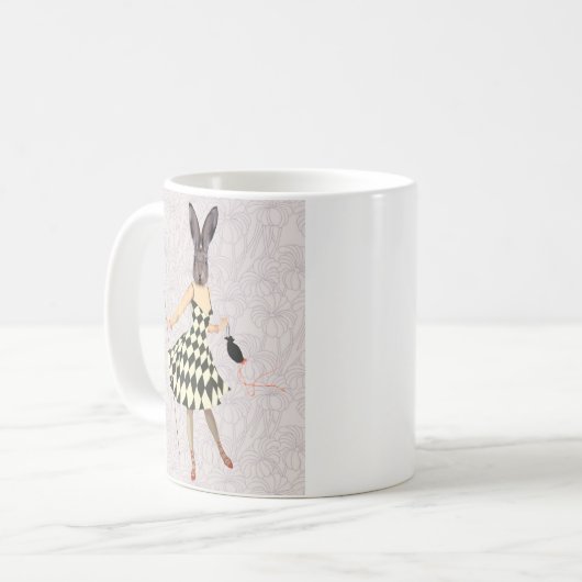 Kaninchen in Schwarz-weißem Kleid 2 Kaffeetasse (Vorderseite Links)