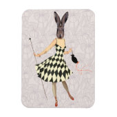 Kaninchen in Schwarz-weißem Kleid 2 Magnet (Vertikal)