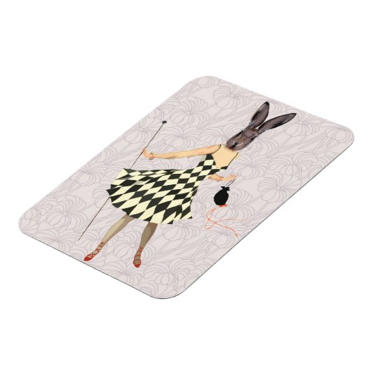 Kaninchen in Schwarz-weißem Kleid 2 Magnet (Linke Seite)