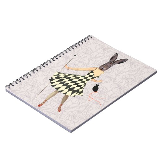 Kaninchen in Schwarz-weißem Kleid 2 Notizblock (Linke Seite)