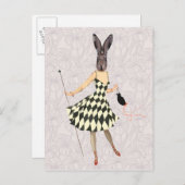 Kaninchen in Schwarz-weißem Kleid 2 Postkarte (Vorne/Hinten)