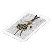 Kaninchen in Schwarz-weißem Kleid Magnet (Linke Seite)