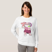 Kaninchen in Tennis mit Tennisschläger T-Shirt (Vorne ganz)