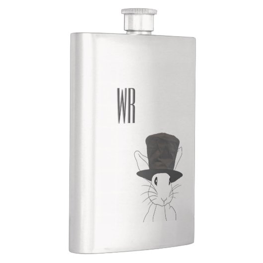 Kaninchen in Top Hat Monogram Flachmann (Rechts)