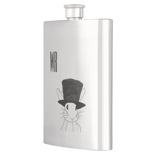 Kaninchen in Top Hat Monogram Flachmann (Links)
