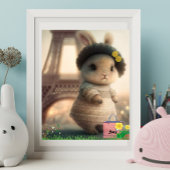 Kaninchen in weißem Kleid Eiffelturm Personalisier Poster