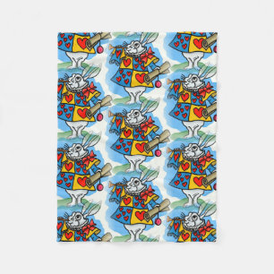 Kaninchen in Wunderland Fleecedecke