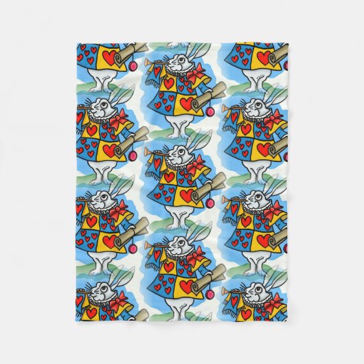 Kaninchen in Wunderland Fleecedecke (Vorderseite)