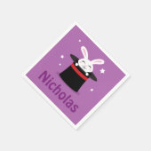 Kaninchen in Zauberern mit personalisiertem Namen Serviette (Ecke)