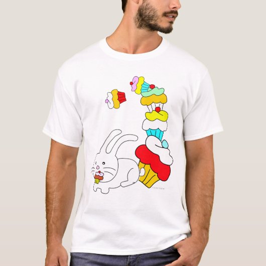 Kaninchen isst Kuchen-Weiß-T-Shirt T-Shirt (Vorderseite)