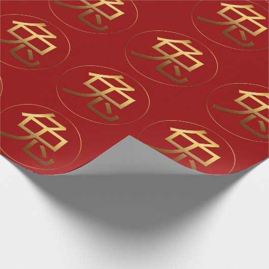 Kaninchen-Jahr-Gold prägte Effekt Symbol, das P Geschenkpapier (Ecke)