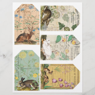 Kaninchen-Journaling-Tags Collage-Blatt