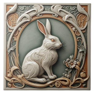 Kaninchen - Jugendstil-Keramik Tile Fliese