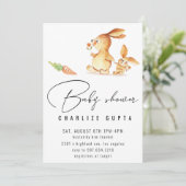 Kaninchen Karotte Blume Kinderdusche Einladung Mäd (Stehend Vorderseite)