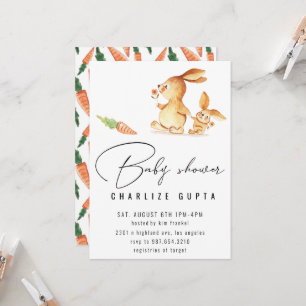 Kaninchen Karotte Blume Kinderdusche Einladung Mäd