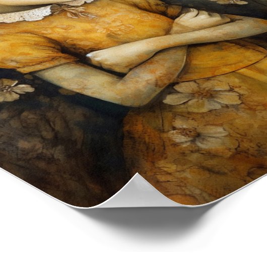 Kaninchen Kind in einem gelben Blumenkleid Poster (Ecke)