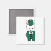 Kaninchen Klarinette Marching Band Grün Weiß Magnet (Vorderseite/Rückseite)
