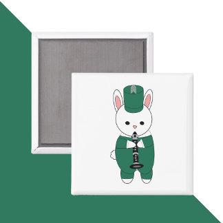 Kaninchen Klarinette Marching Band Grün Weiß Magnet