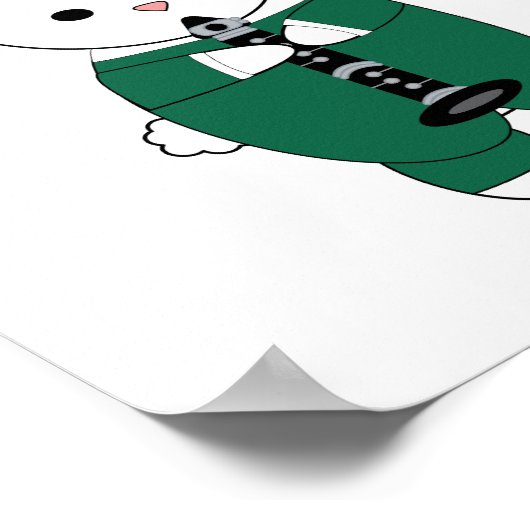 Kaninchen Klarinette Marching Band Grün Weiß Poster (Ecke)