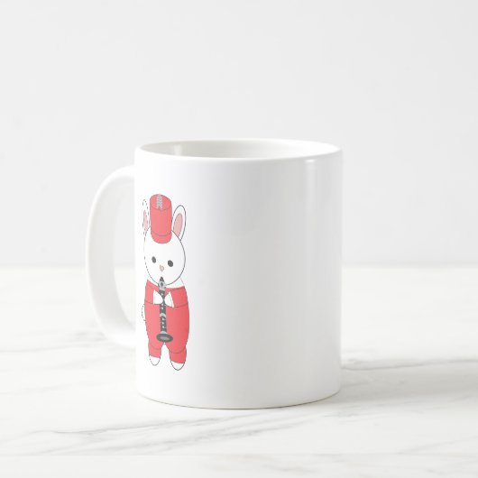 Kaninchen Klarinette Marching Band Red White Kaffeetasse (Vorderseite Links)