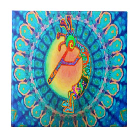 Kaninchen Kokopelli Fliese (Vorderseite)