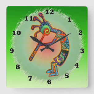 Kaninchen Kokopelli Quadratische Wanduhr