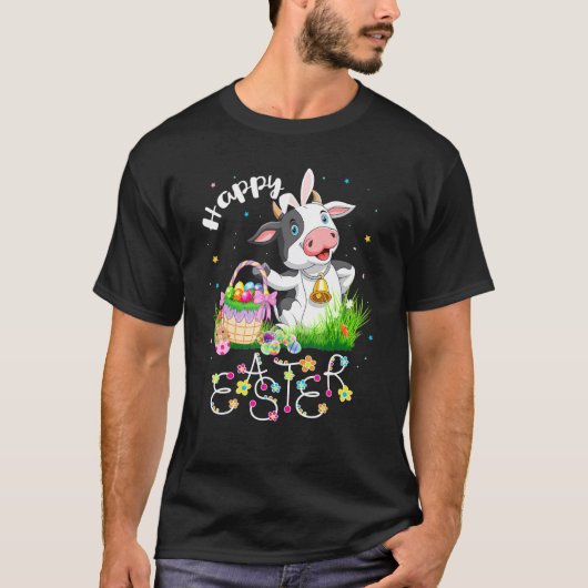 Kaninchen Kuh Eier Korb Ostern Bauer T-Shirt (Vorderseite)