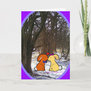 Kaninchen Küssen im Schnee - Verlobung Card Karte