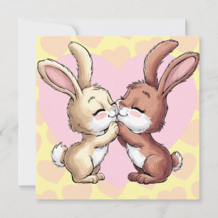Kaninchen küssen Valentinstag-Herzen Liebeskarte Feiertagskarte