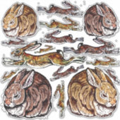 Kaninchen Leaping Hare Brown Pen & Tinte Große Vin Aufkleber (Vorderseite)